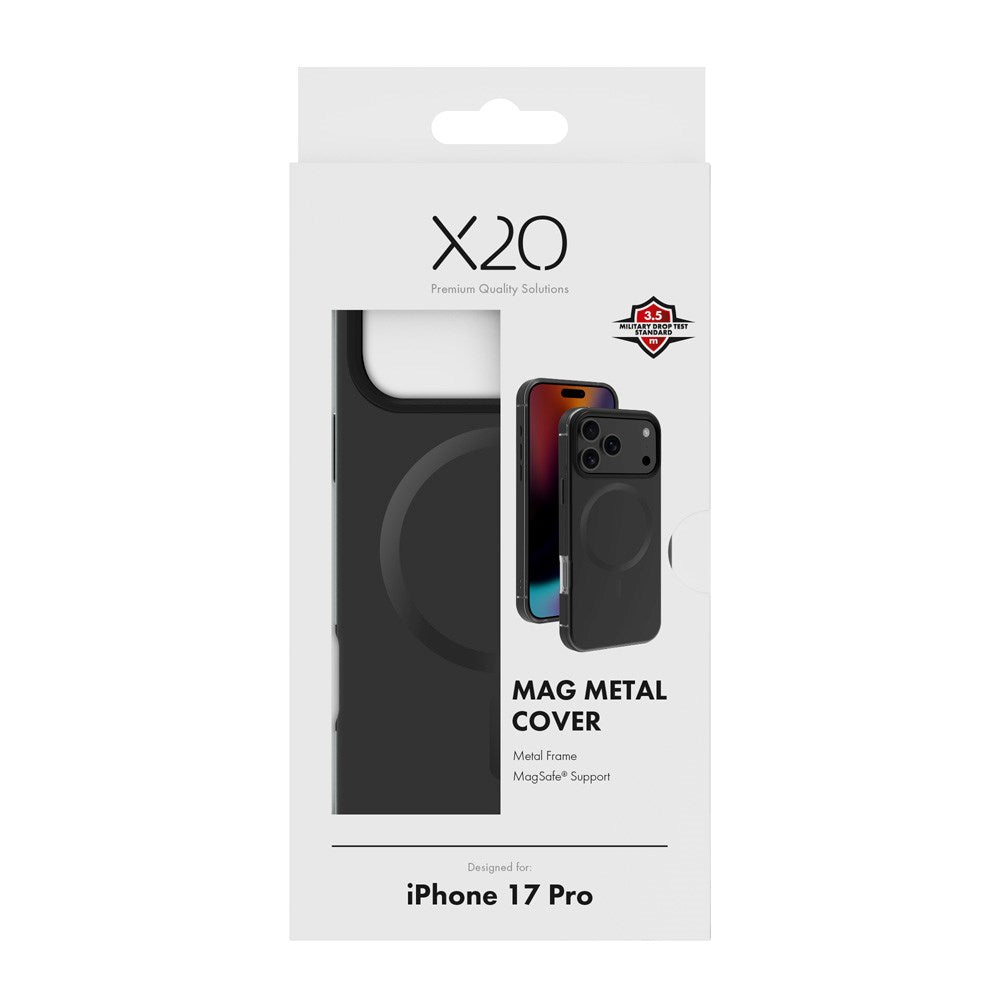 X2O iPhone 17 Pro Mag Metal Deksel - MagSafe Kompatibel - Svart