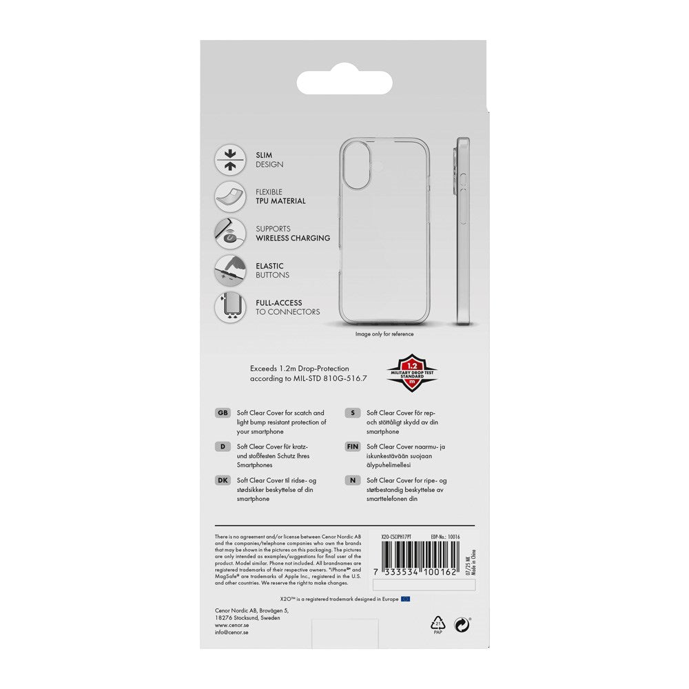 X2O iPhone 17 Pro Super Slim Deksel - Gjennomsiktig