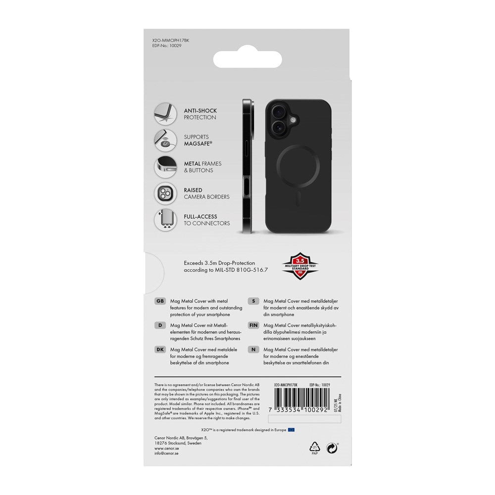 X2O iPhone 17 Mag Metal Deksel - MagSafe Kompatibel - Svart