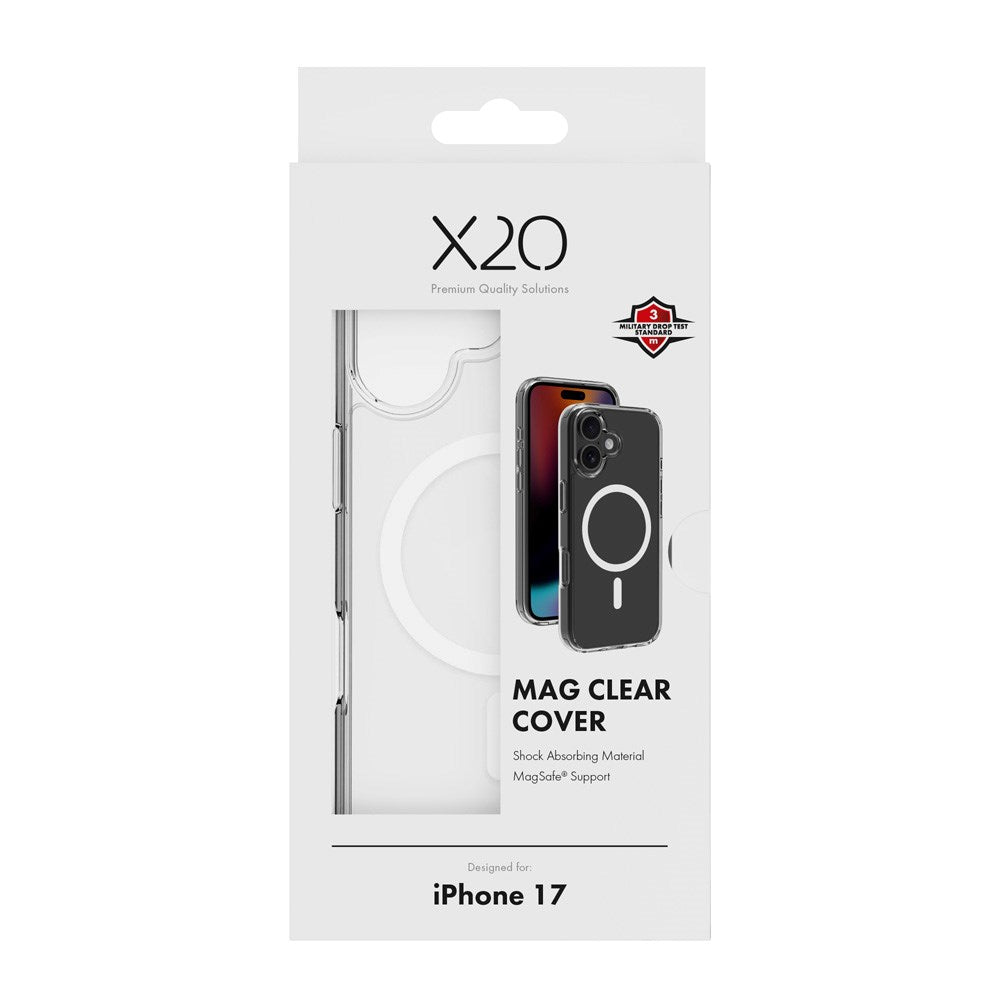 X2O iPhone 17 Mag Clear Deksel - MagSafe Kompatibel - Gjennomsiktig