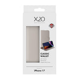 X2O iPhone 17 Classic Wallet Flip Deksel - Kortholder & Stativfunksjon - Beige