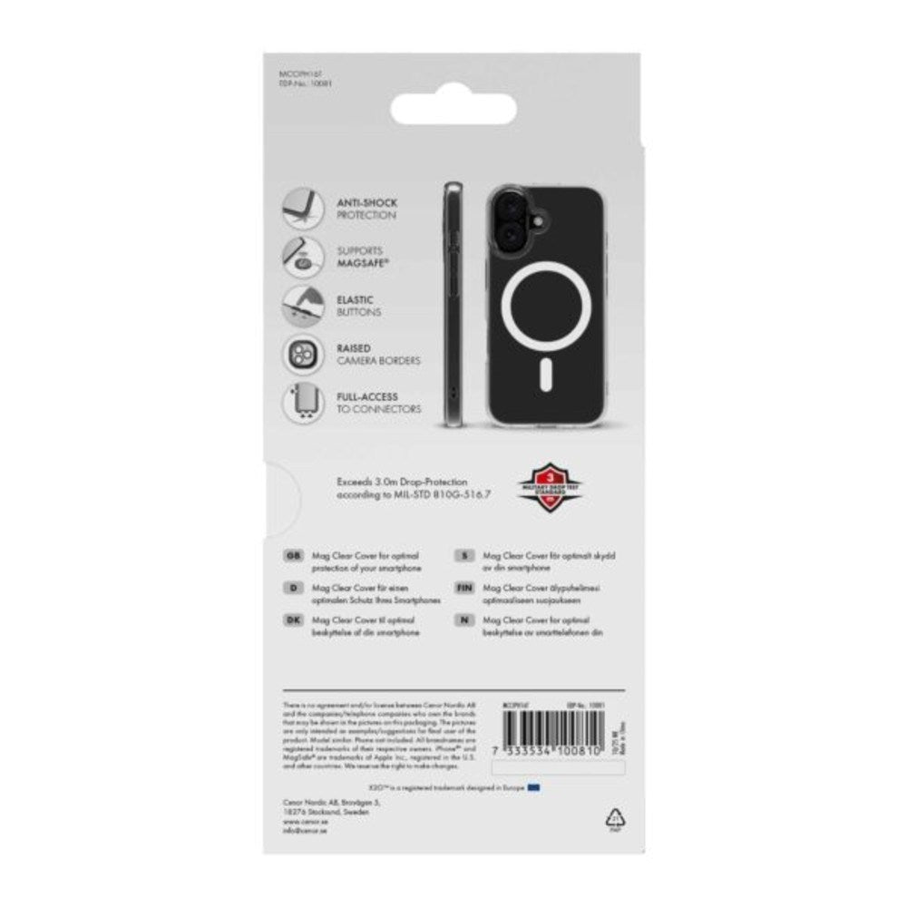 iPhone 16 X2O Mag Clear Deksel - MagSafe Kompatibel - Gjennomsiktig