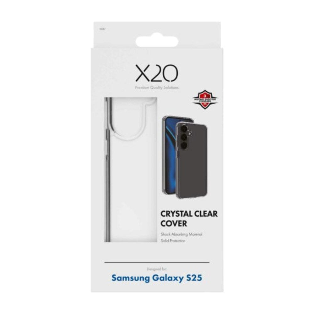 Samsung Galaxy S25 X2O Crystal Clear Hybrid Deksel - Gjennomsiktig