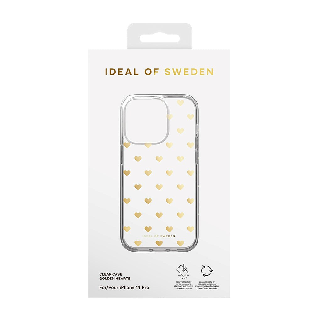 iPhone 14 Pro iDeal Of Sweden Clear Deksel - Golden Hearts