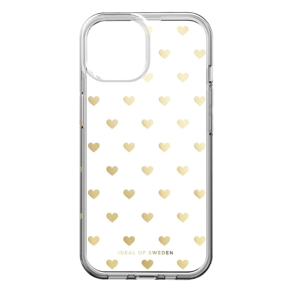 iPhone 15 iDeal Of Sweden Clear Deksel - Golden Hearts