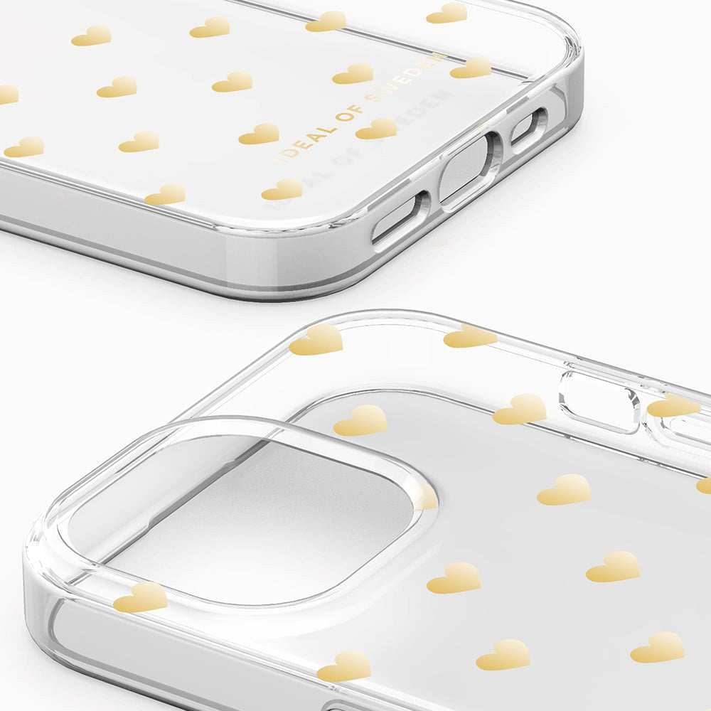 iPhone 15 iDeal Of Sweden Clear Deksel - Golden Hearts