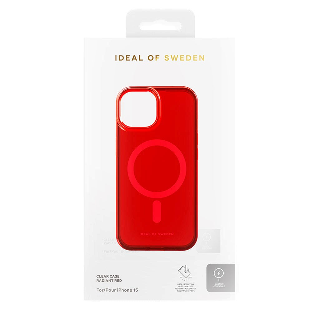 iPhone 15 iDeal Of Sweden Clear Deksel - MagSafe Kompatibel - Radiant Red