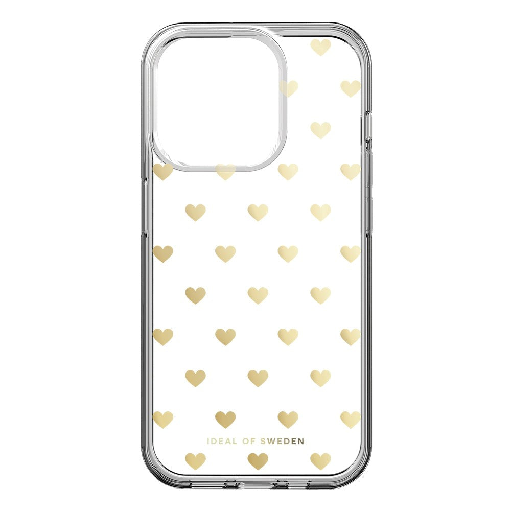 iPhone 15 Pro iDeal Of Sweden Clear Deksel - Golden Hearts