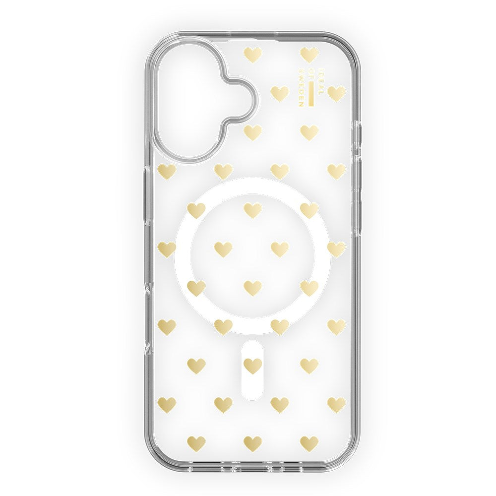 iPhone 16 iDeal Of Sweden Clear Deksel - MagSafe Kompatibel - Golden Hearts