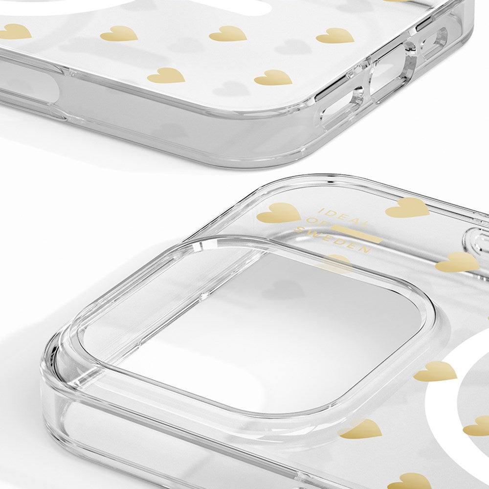 iPhone 16 Pro iDeal Of Sweden Clear Deksel - MagSafe Kompatibel - Golden Hearts