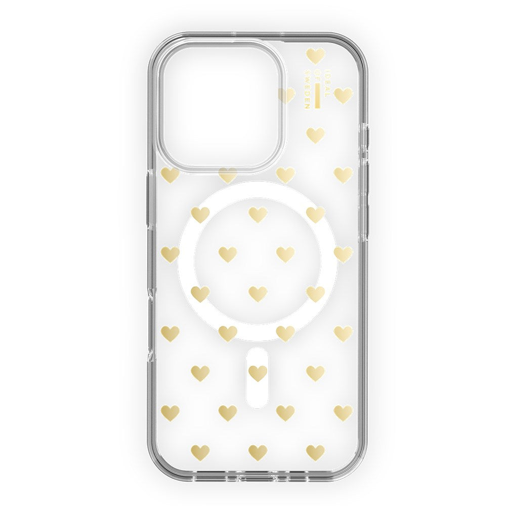 iPhone 16 Pro iDeal Of Sweden Clear Deksel - MagSafe Kompatibel - Golden Hearts