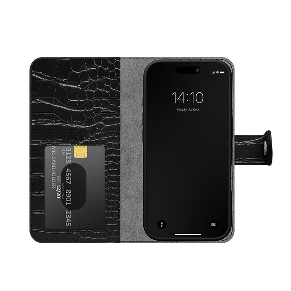 iDeal Of Sweden iPhone 16 Magnet Wallet+ Deksel - Black Croco