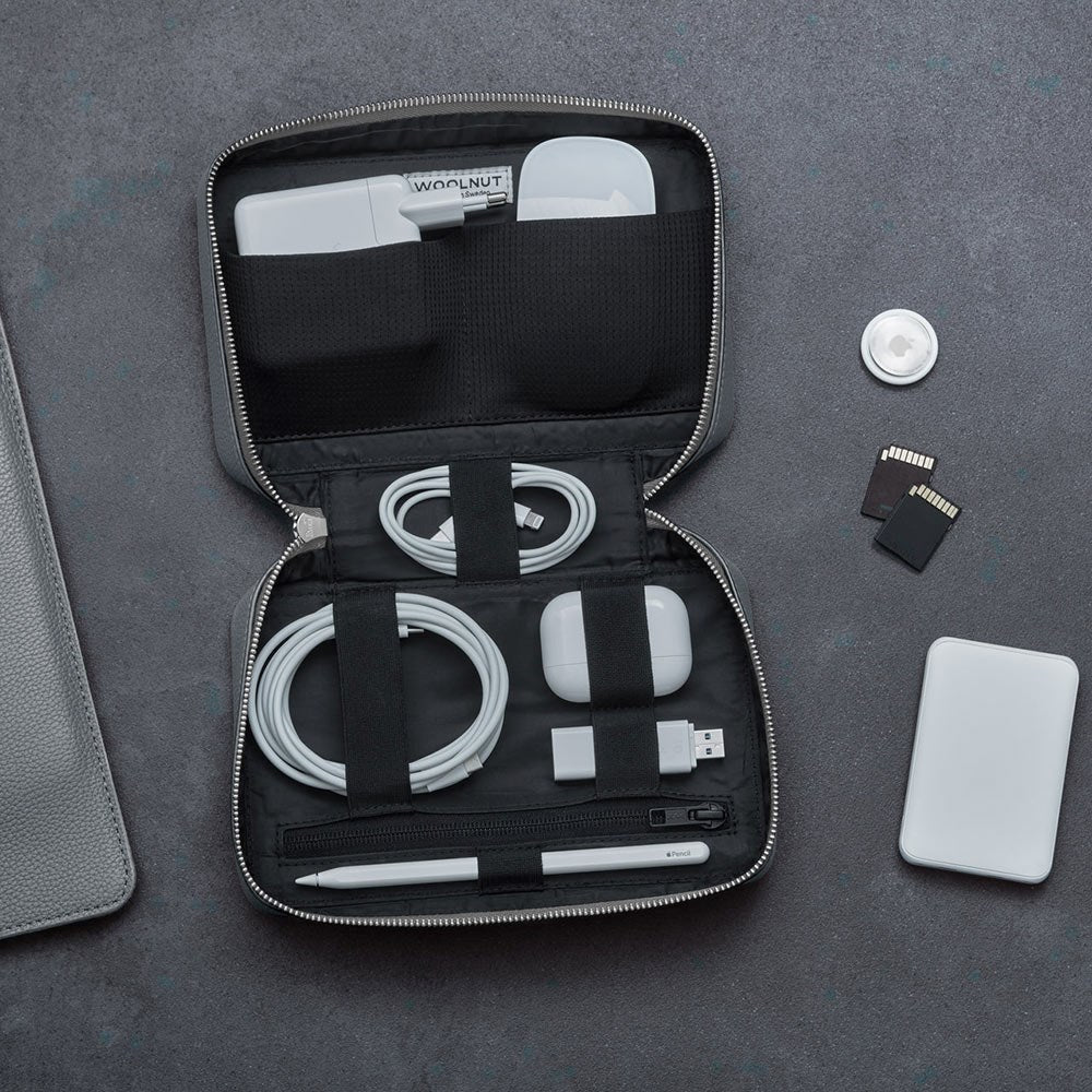 Woolnut Ekte Skinn Tech Oganizer - Grå