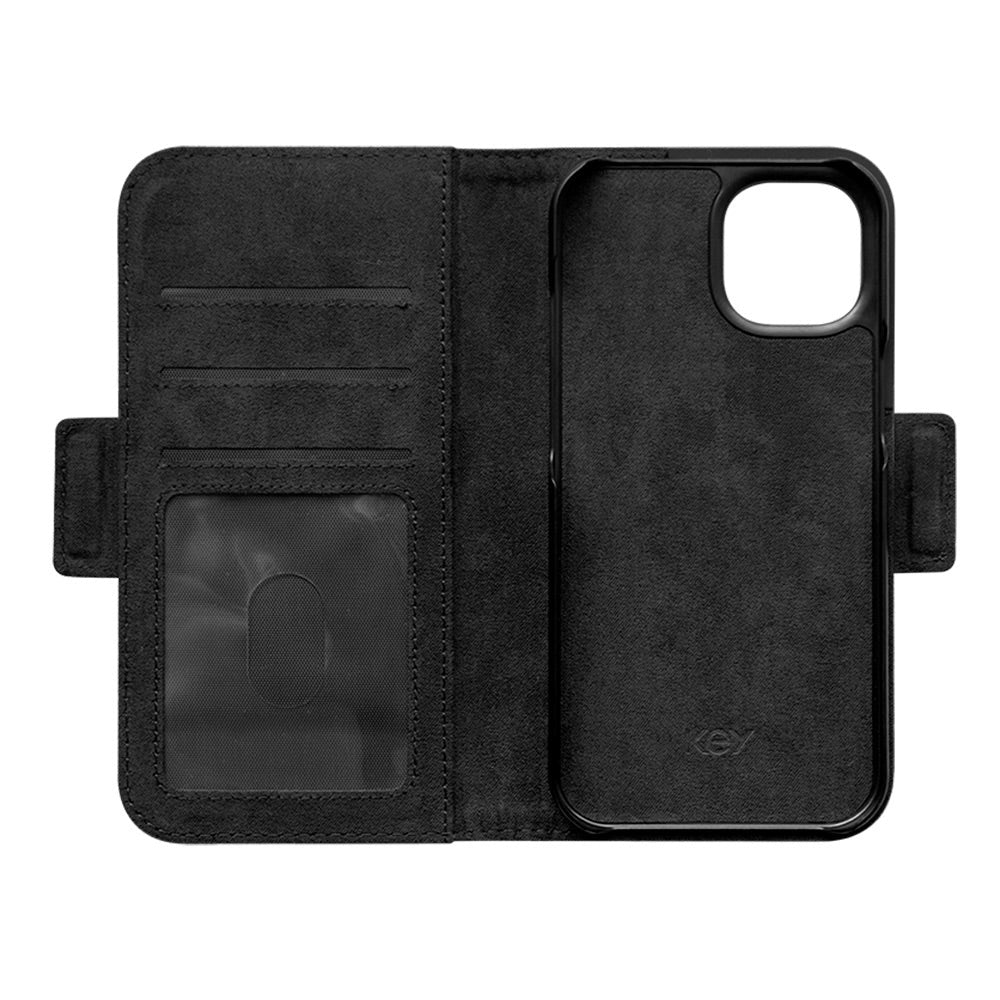 iPhone 14 Key Nordfjord Slim Magnet Wallet Kunstskinn Flipdeksel - Svart