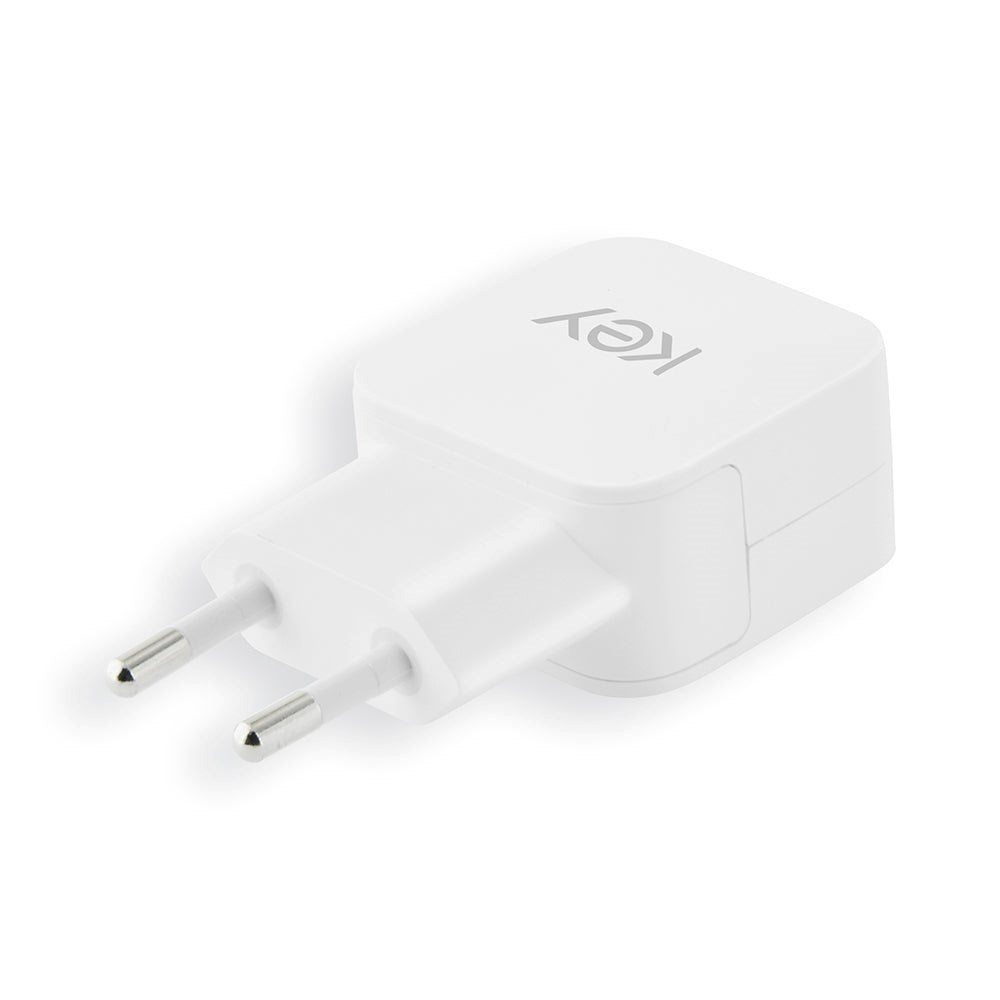 KEY Power 12W Vegglader med USB-A - med Lightning Kabel - Hvit