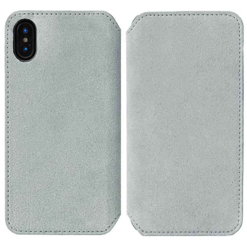 Krusell Broby Slim Wallet iPhone XS Max Semsket Skinn Flip Deksel med Lommebok - Grå