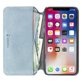 Krusell Broby Slim Wallet iPhone XS Max Semsket Skinn Flip Deksel med Lommebok - Blå