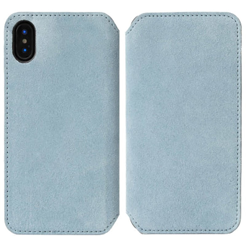 Krusell Broby Slim Wallet iPhone XS/X Semsket Skinn Flip Deksel med Lommebok - Blå