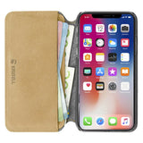 Krusell Broby Slim Wallet iPhone XS/X Semsket Skinn Flip Deksel med Lommebok - Beige