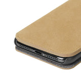 Krusell Broby Slim Wallet iPhone XS/X Semsket Skinn Flip Deksel med Lommebok - Beige