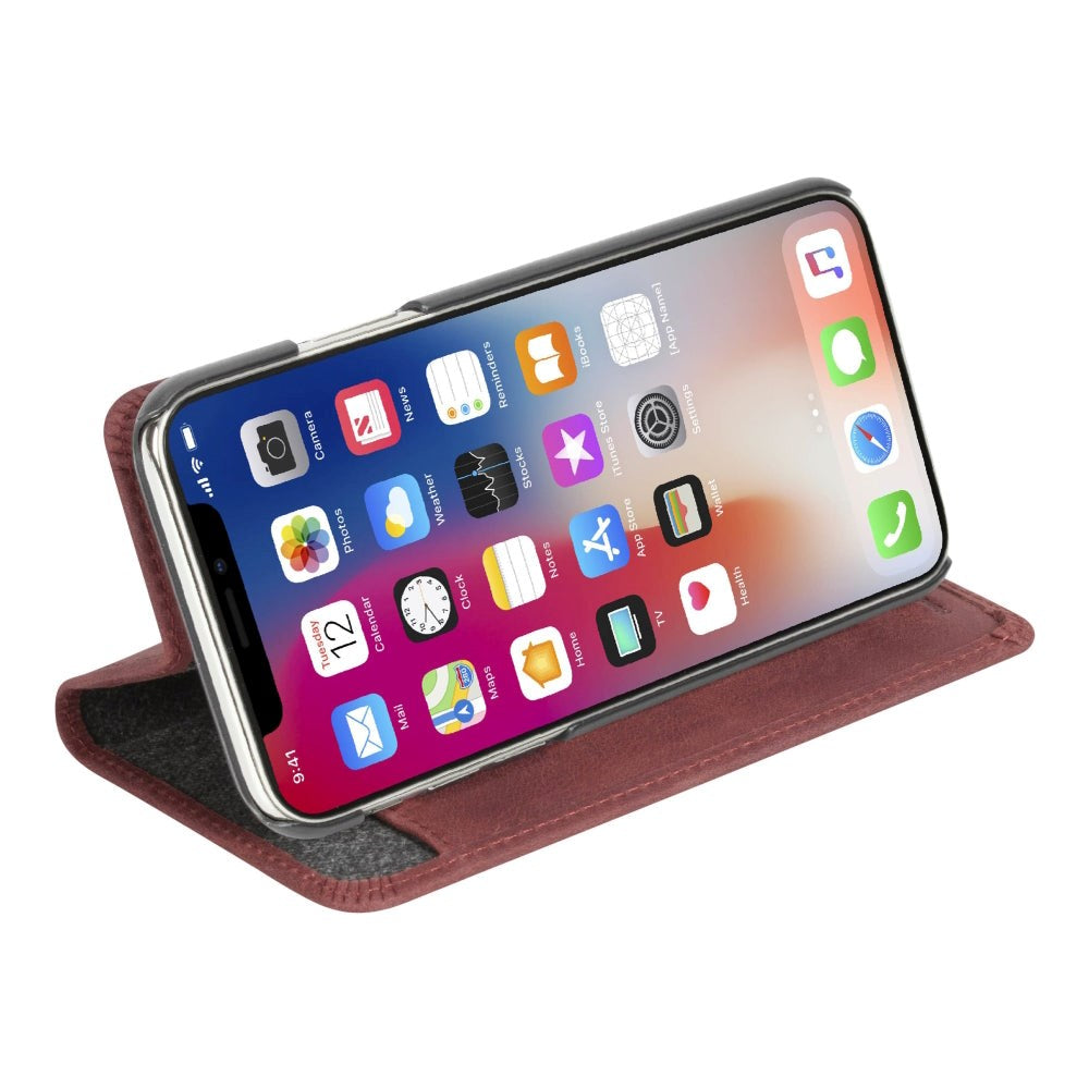 Krusell Sunne 2 Card Folio Wallet iPhone Xs Max Skinn Flip Deksel med Lommebok - Rød