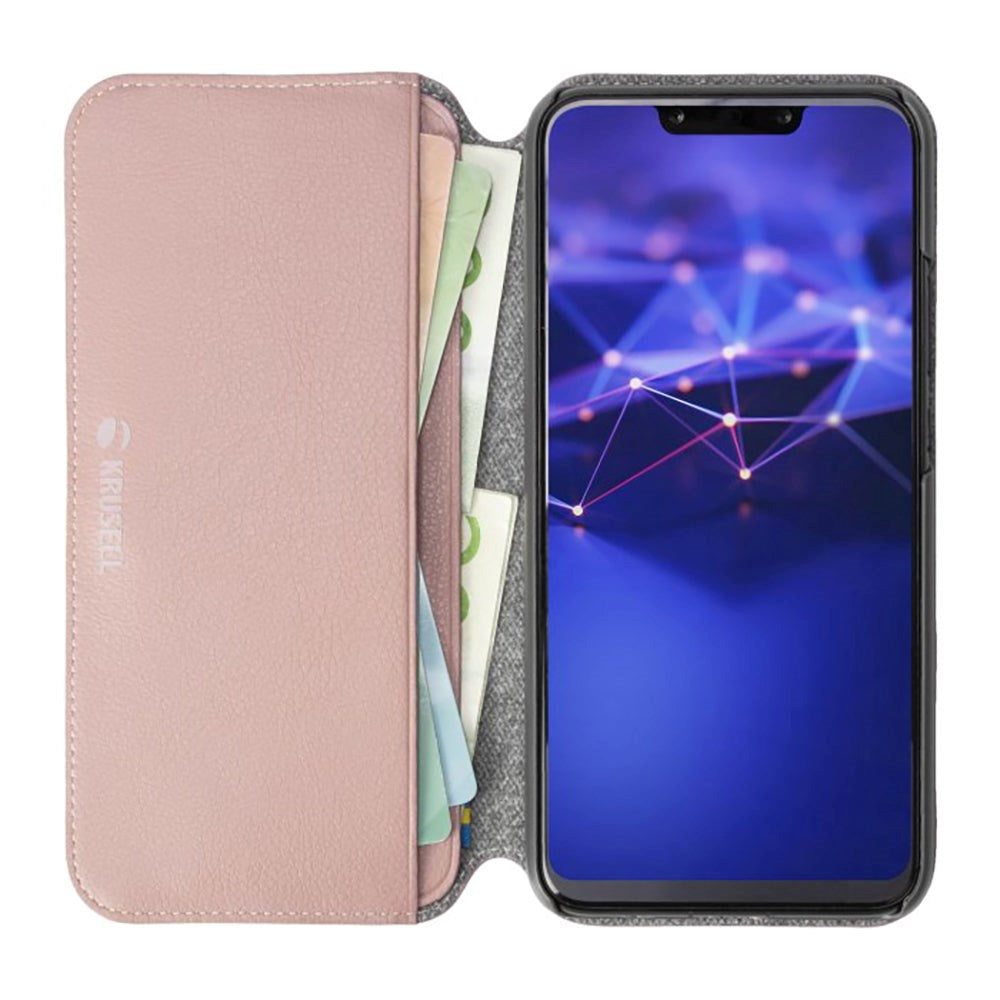 Krusell Pixbo 4 Card FolioCase Huawei Mate 20 Lite Skinn Flip Deksel - Rosa