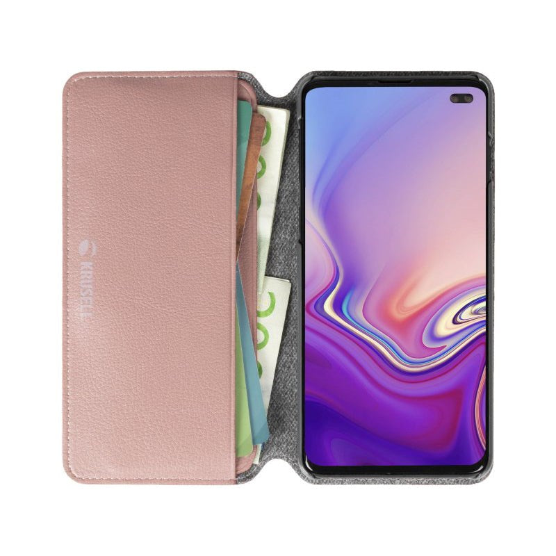 Krusell Pixbo 4 Card FolioCase Samsung Galaxy S10+ (Plus) Skinn Flip Deksel - Rosa