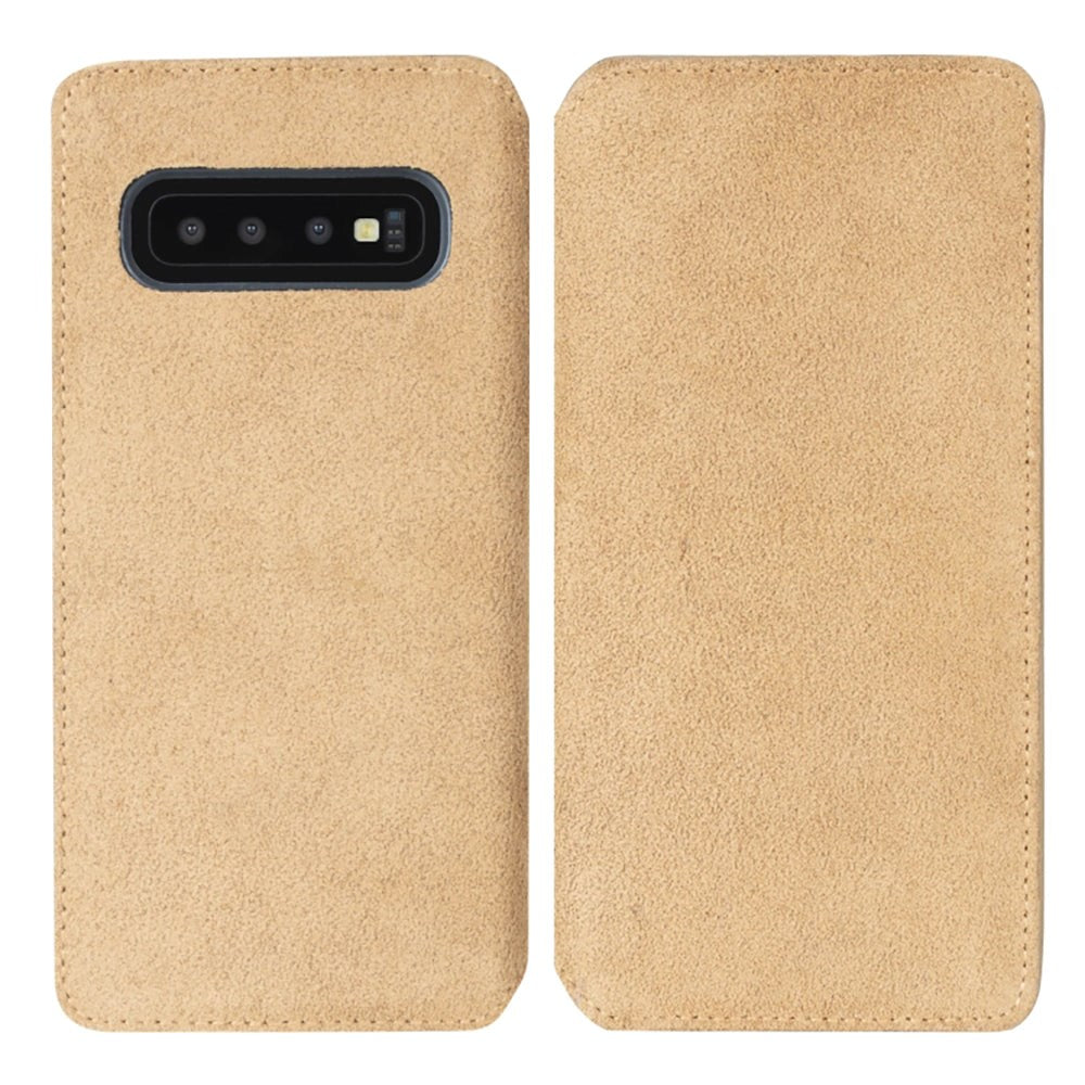 Krusell Broby Slim Wallet Samsung Galaxy S10+ (Plus) Semsket Skinn Flip Deksel med Lommebok - Beige