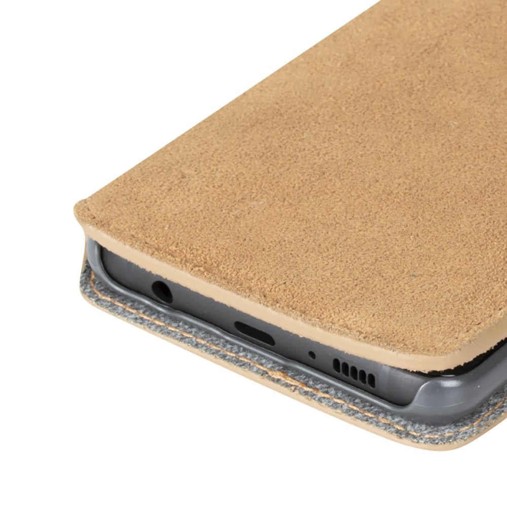 Krusell Broby Slim Wallet Samsung Galaxy S10+ (Plus) Semsket Skinn Flip Deksel med Lommebok - Beige