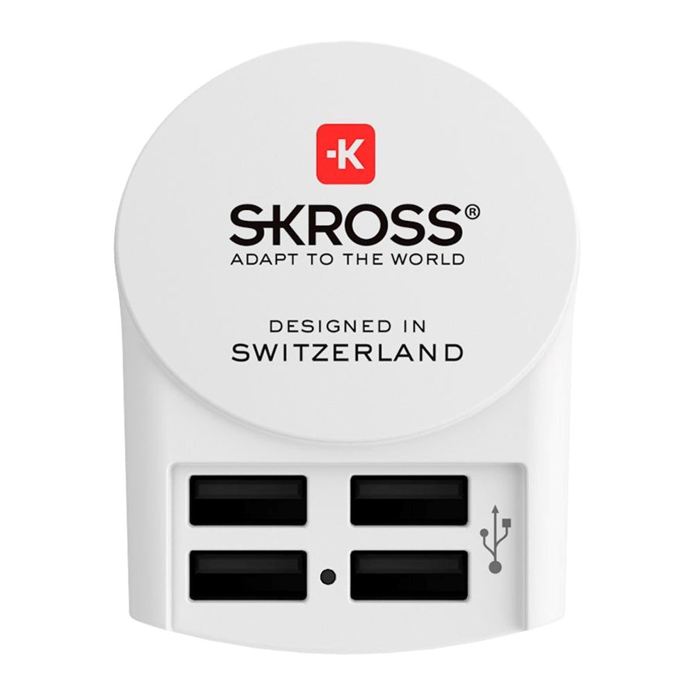 Skross Vegglader m. 4 x USB-A 24W - Hvit