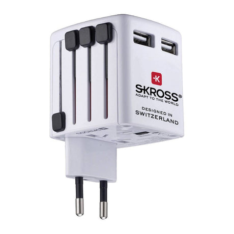 Skross World USB Reiseadapter m. 2 x USB-A 12W - Hvit