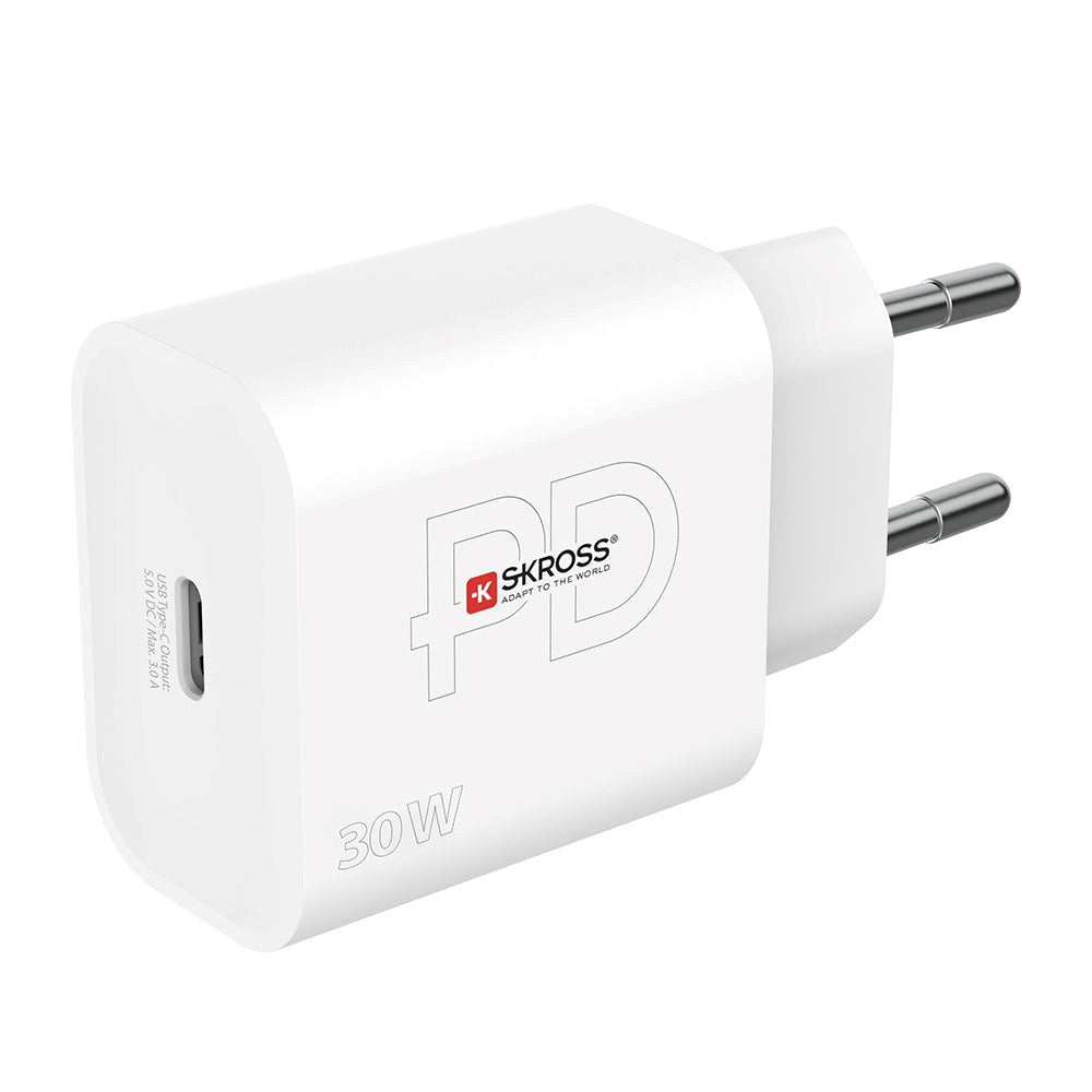 Skross PD (Power Delivery) 30W Vegglader m. USB-C - Hvit