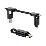 Rolling Square inCharge X USB-A og USB-C-kabel For Micro USB / USB-C / Lightning 6-In-1 100W - Svart