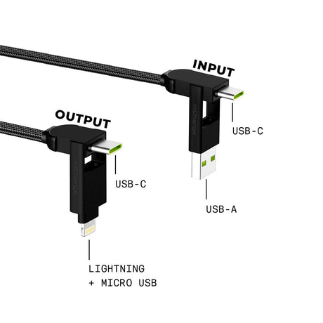 Rolling Square inCharge X Max USB-A / USB-C-kabel Til Micro USB / USB-C / Lightning 6-i-1 100W - Svart