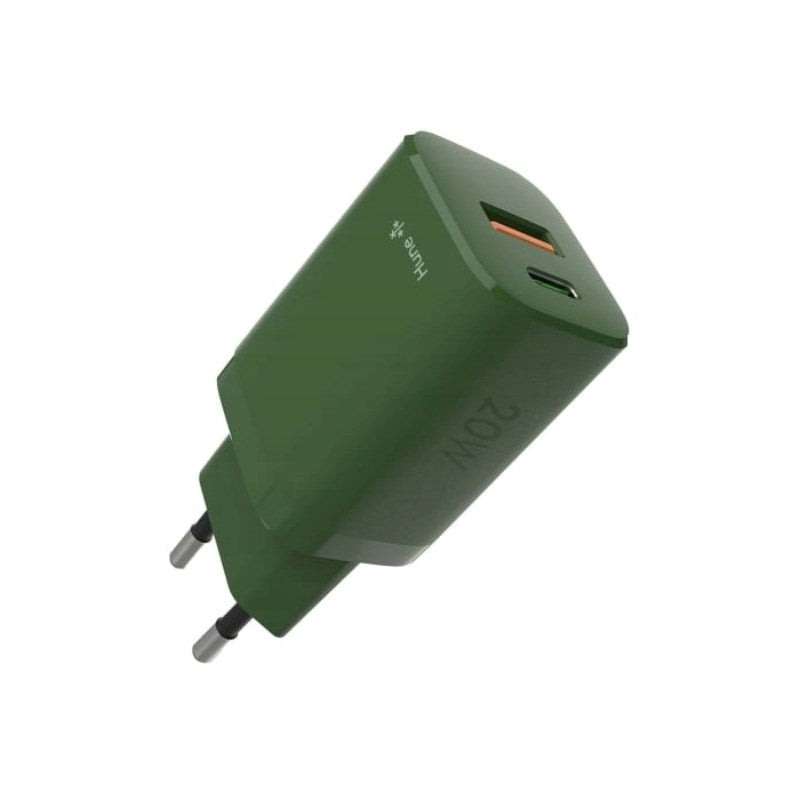 Hune Sett med 1 x 20W Vegglader (USB-C & USB-A) & USB-C til USB-C Kabel (1,2 m) - Grønn