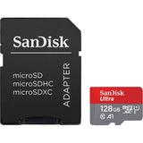 SanDisk MicroSDXC Minnekort m. Adapter - 128GB - Rød / Grå