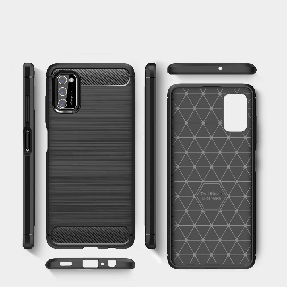 Samsung Galaxy A03s Tech-Protect Fleksibelt Plast Carbon Deksel - Svart