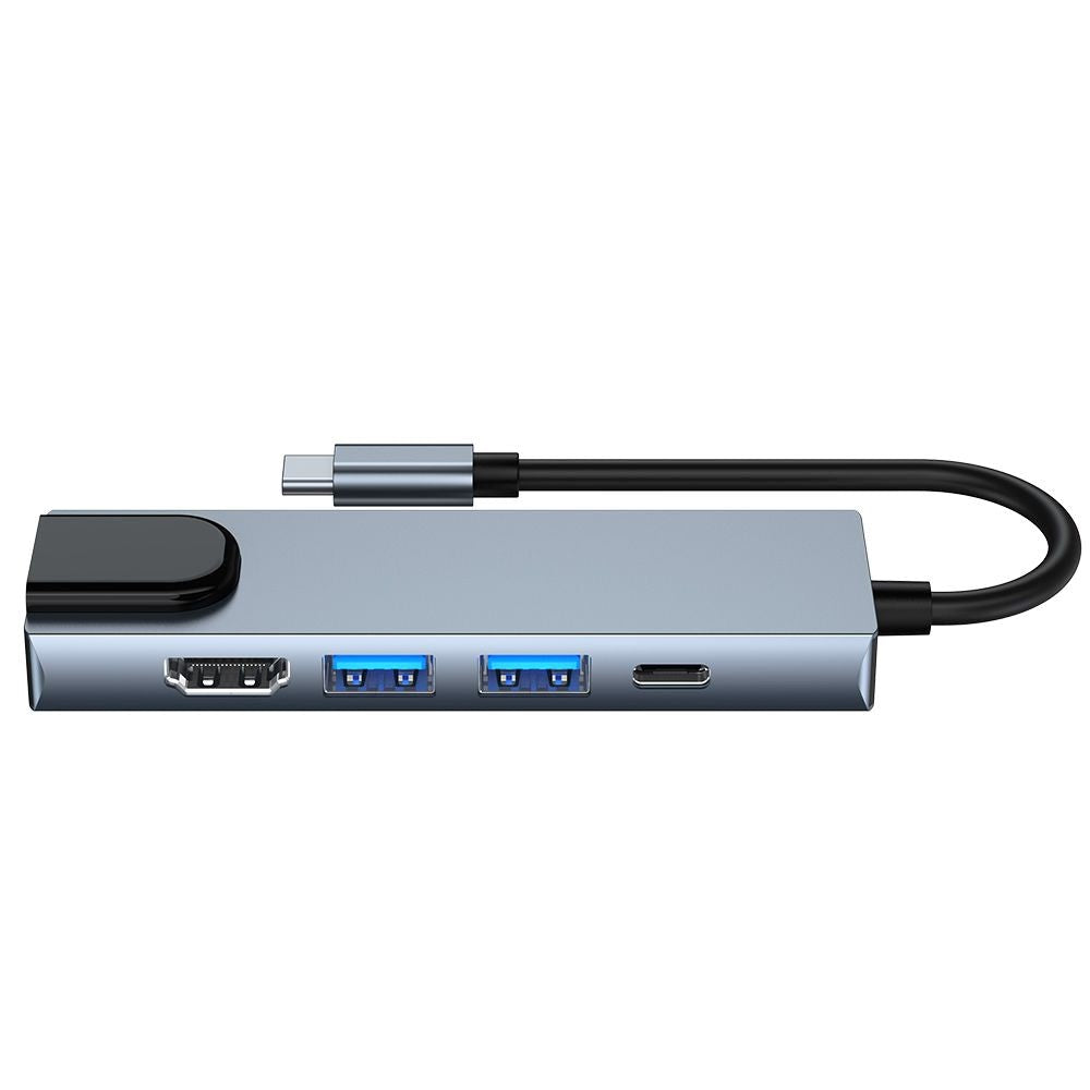 Tech-Protect 5-i-1 USB-C Multiport Hub - HDMI / USB-C / Ethernet / 2 x USB-A - Grå