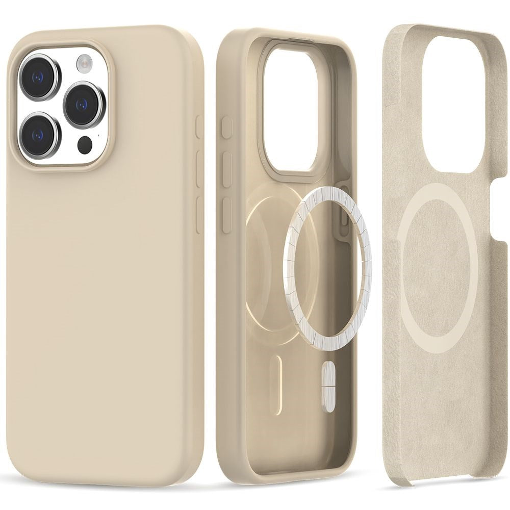 iPhone 15 Pro Tech-Protect Silikon Deksel - MagSafe Kompatibel - Sand Beige