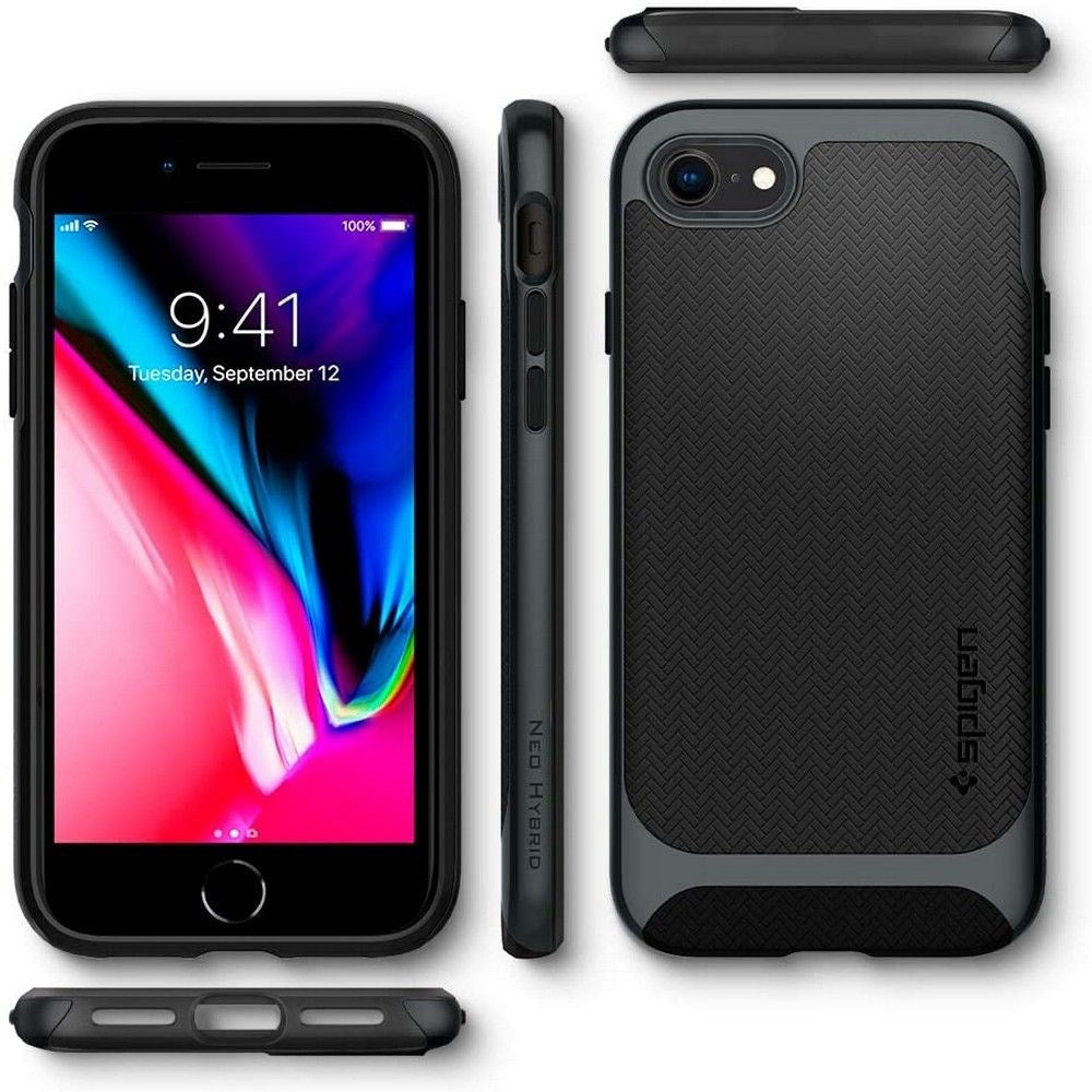 iPhone SE (2022 / 2020) / 8 / 7 Spigen Case Neo Hybrid Metall Slate