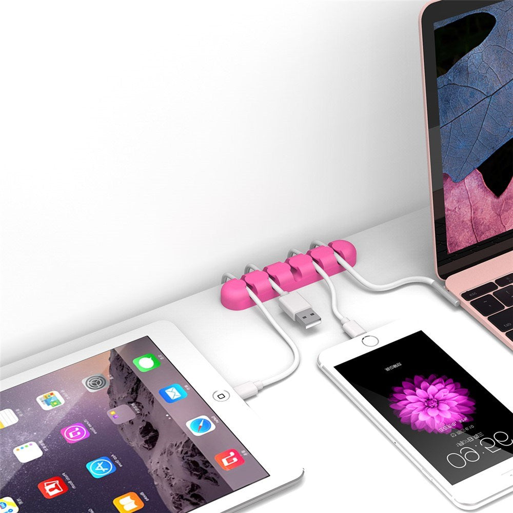 Selvklebende Kabelorganisator - 5 x Holdere - Rosa