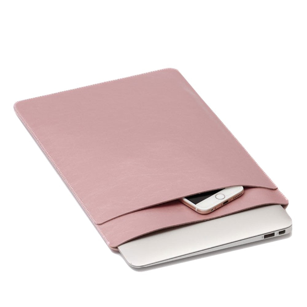 SOYAN MacBook / Laptop 13" Skinn Sleeve m. Lomme (33 x 24 cm) - Rose Gull