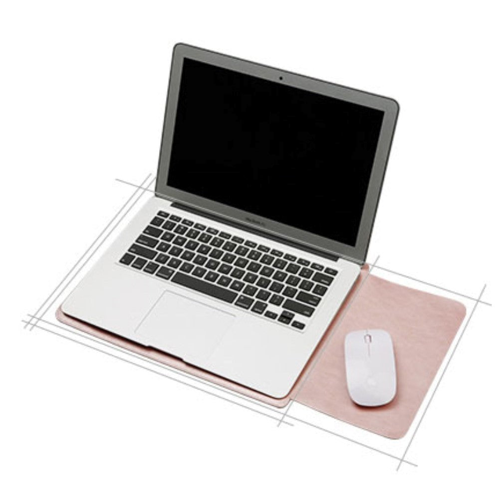 SOYAN MacBook / Laptop 12" (30cm x 22cm x 3mm) Skinn Sleeve m. Musematte - Vinrød