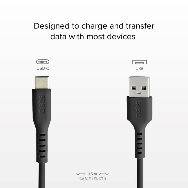 SBS USB-C Kabel - 1.5 Meter - 480 Mbit/s - Svart