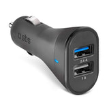 SBS 12W Billader med 2 x USB-A - Svart