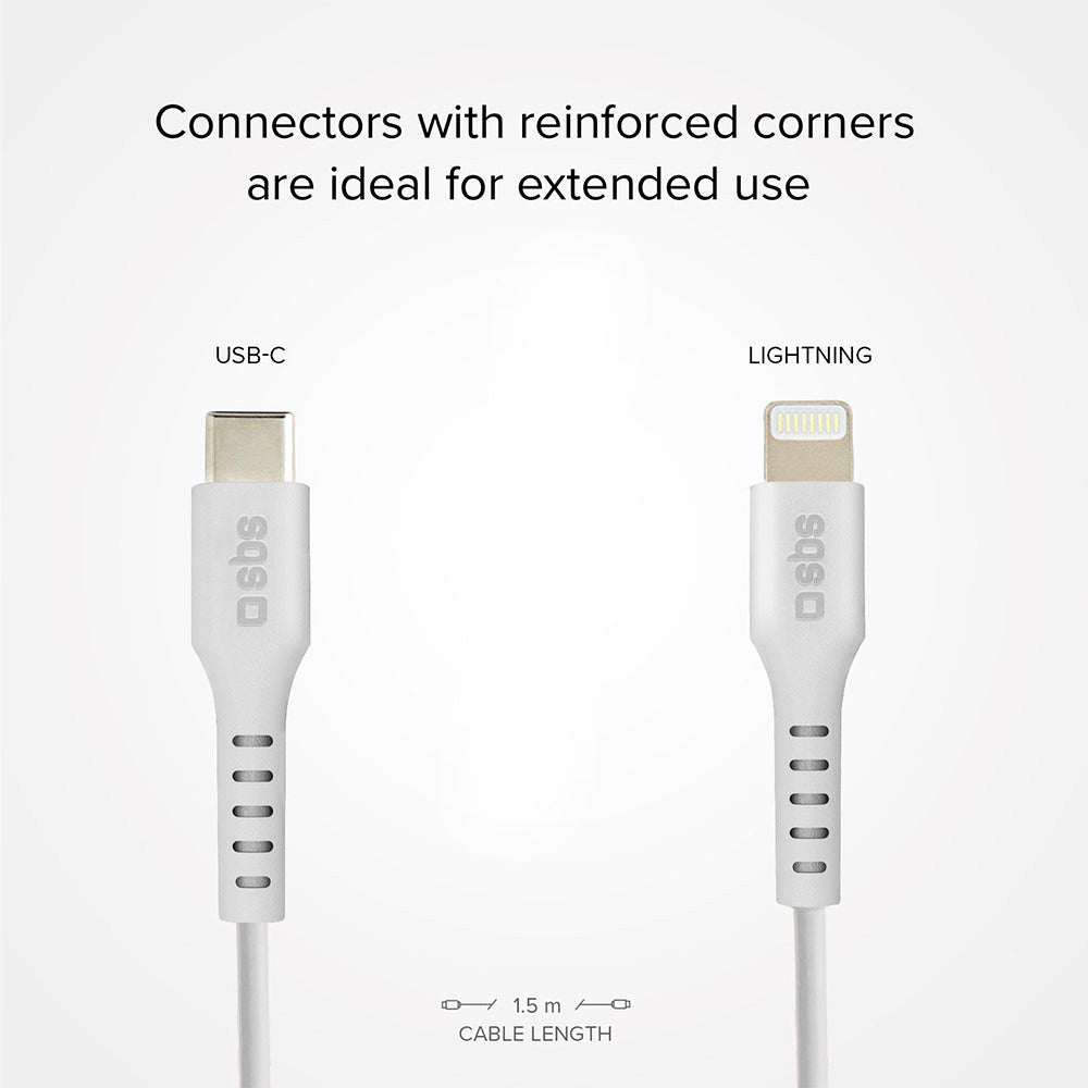 SBS USB-C til Lightning Kabel - 1 Meter - MFI - 20W (PD) - Hvit