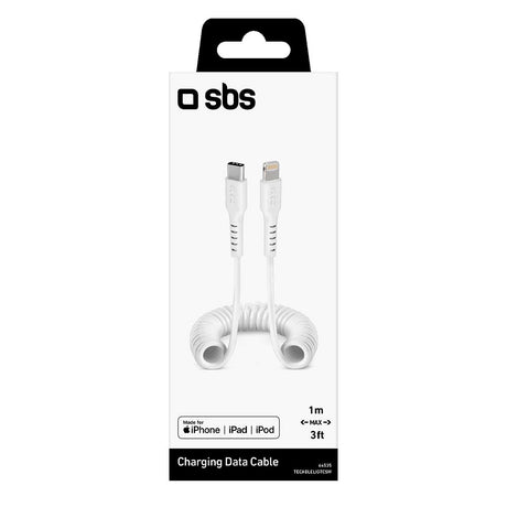 SBS USB-C til Lightning Telefonledning Kabel - Maks 1 meter - MFI - 480 Mbit/s - Hvit