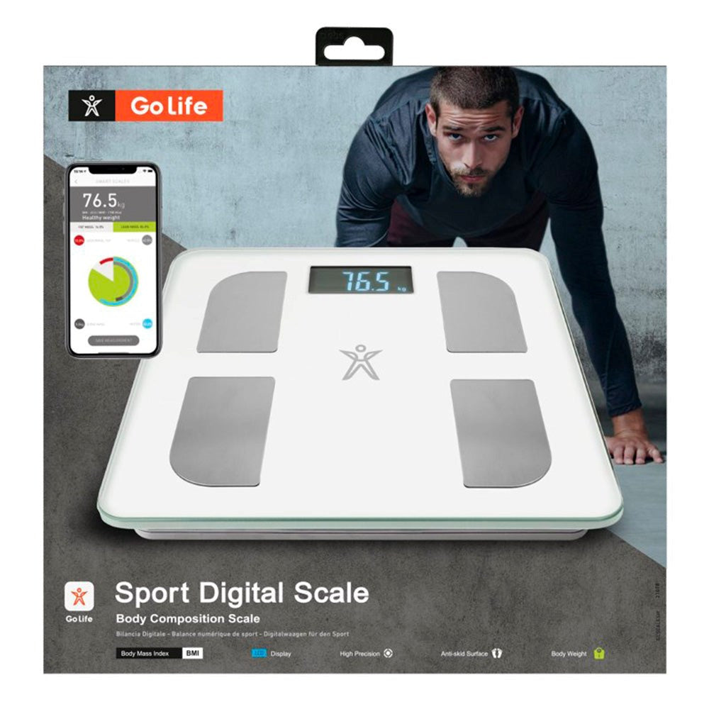 SBS Sport Digital Scale - Badevekt med Bluetooth Kroppsanalyse - Hvit