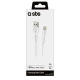 SBS USB-A til Lightning Kabel - 3 Meter - MFI - 480 Mbit/s - Hvit