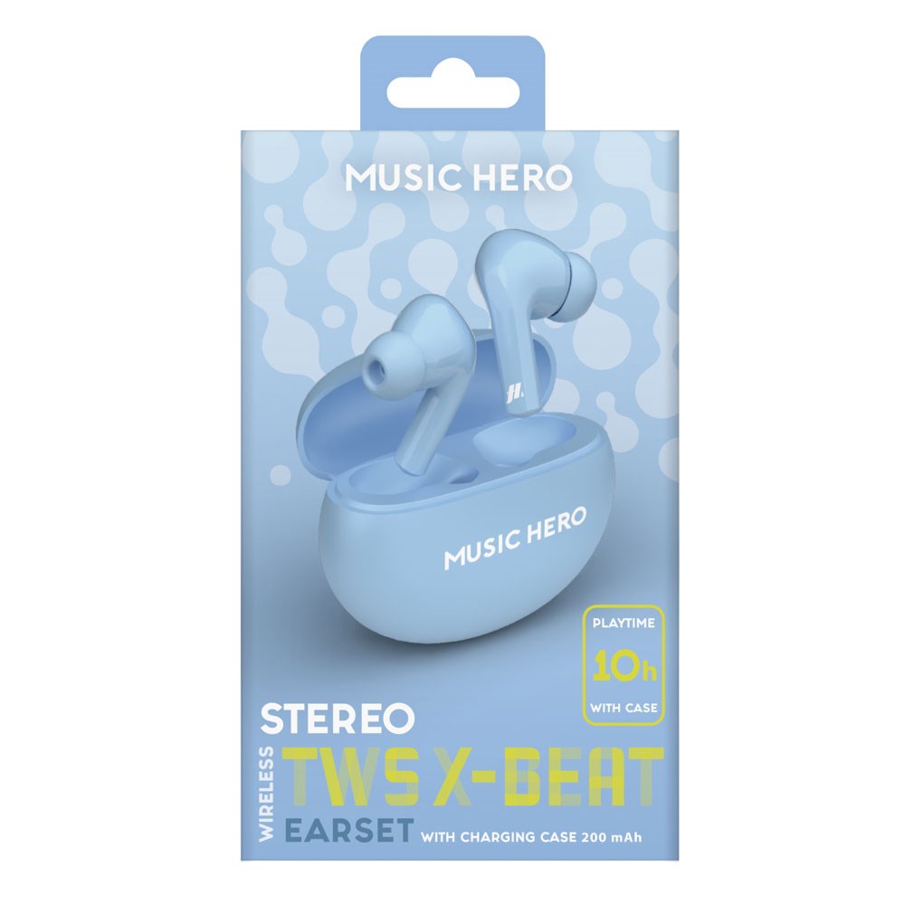 MUSIC HERO X-BEAT True Wireless In-Ear Hodetelefoner - Lyseblå
